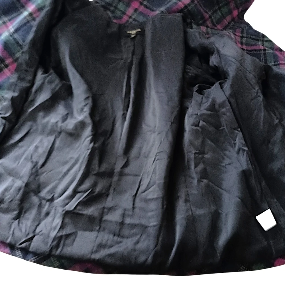 Talbots Plaid Wool Blend Jacket 18W Pea Coat Pocket Swing Lined Oversized Collar - Picture 9 of 16